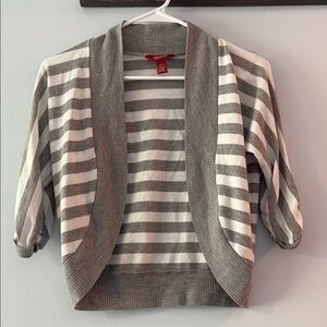 Girls gray and white striped sweater
